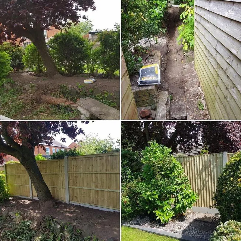 New concrete posts, gravel boards and tanalised fence installed