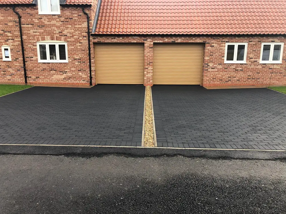 Charcoal block paved driveway