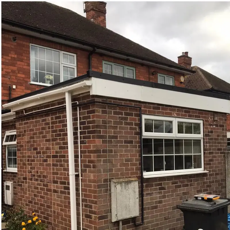 Single-storey extension with a new flat roof